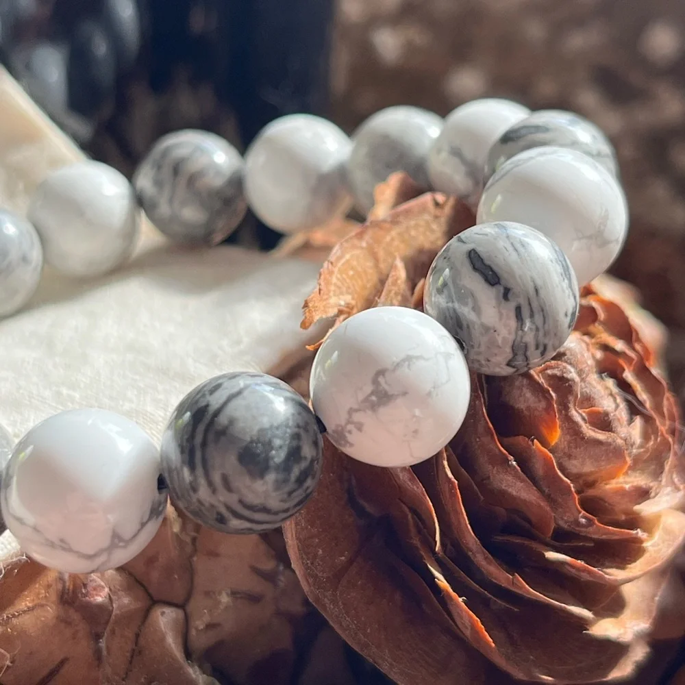 12mm Howlite‎ Picasso Jasper Bracelet